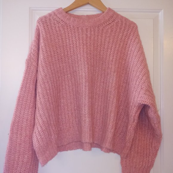 Cropped Pink American Eagle Sweater - Picture 1 of 3